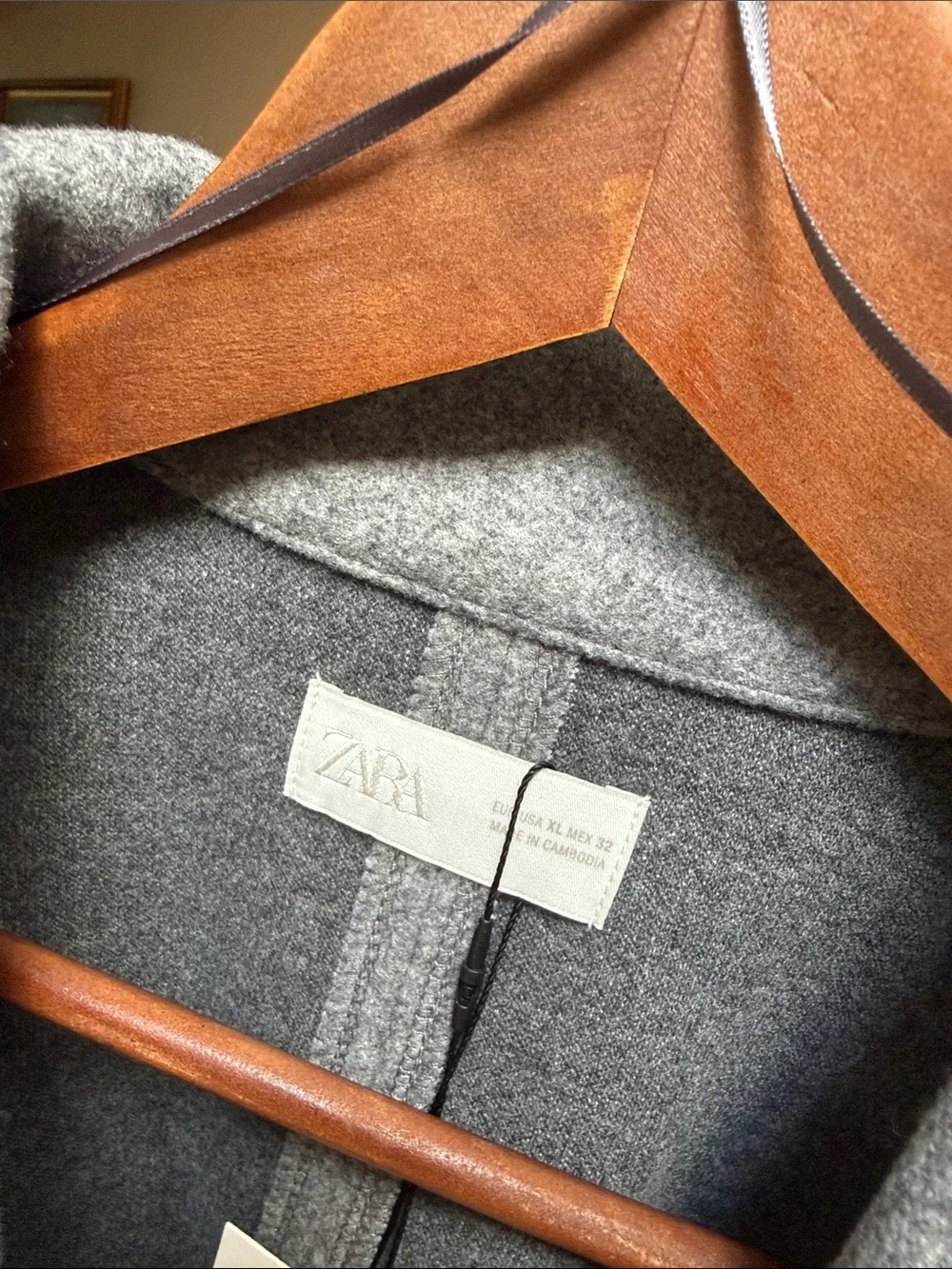 ZARA double breasted coat gray